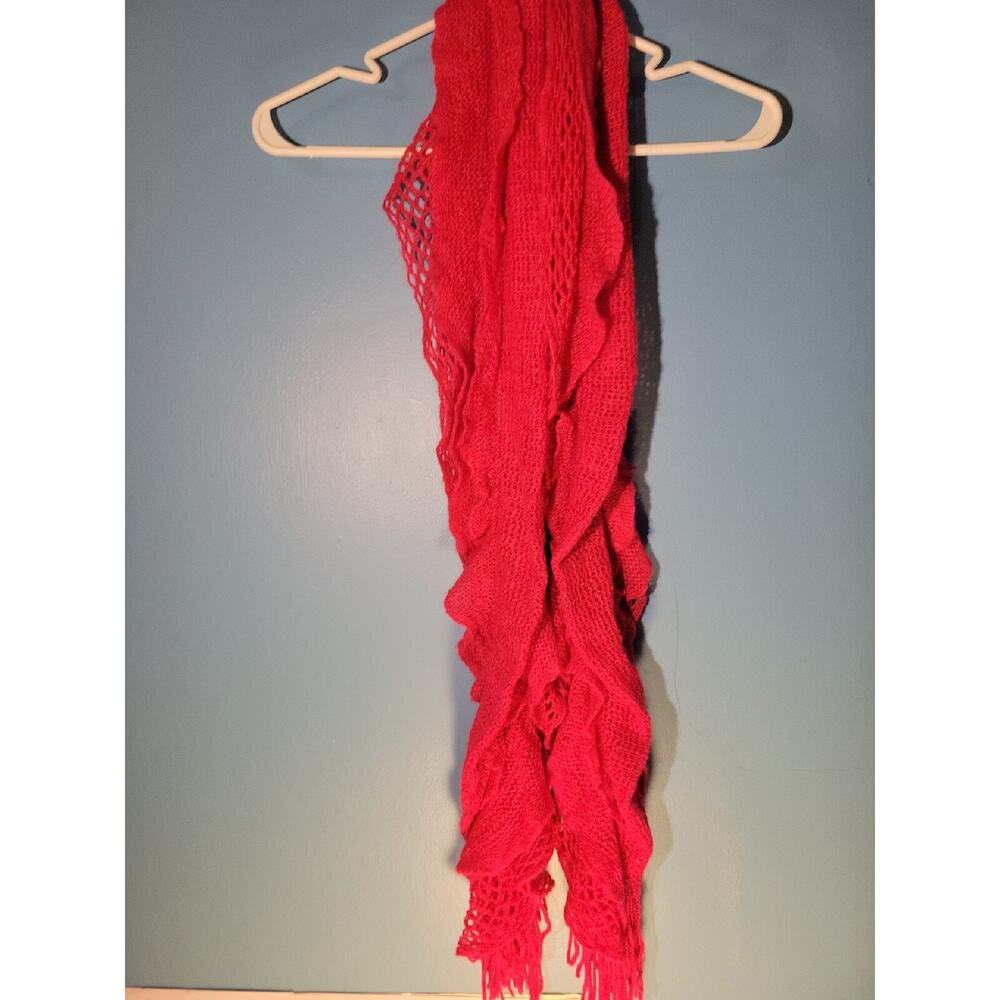 Artisan Crafted Pink Hand Knit Womens Scarf W/ Fringe